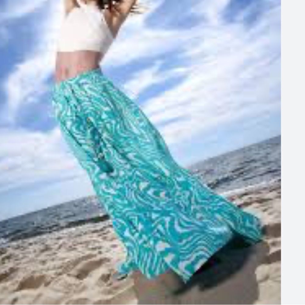 True Destination Elegant Turquoise ruffle pants size large
